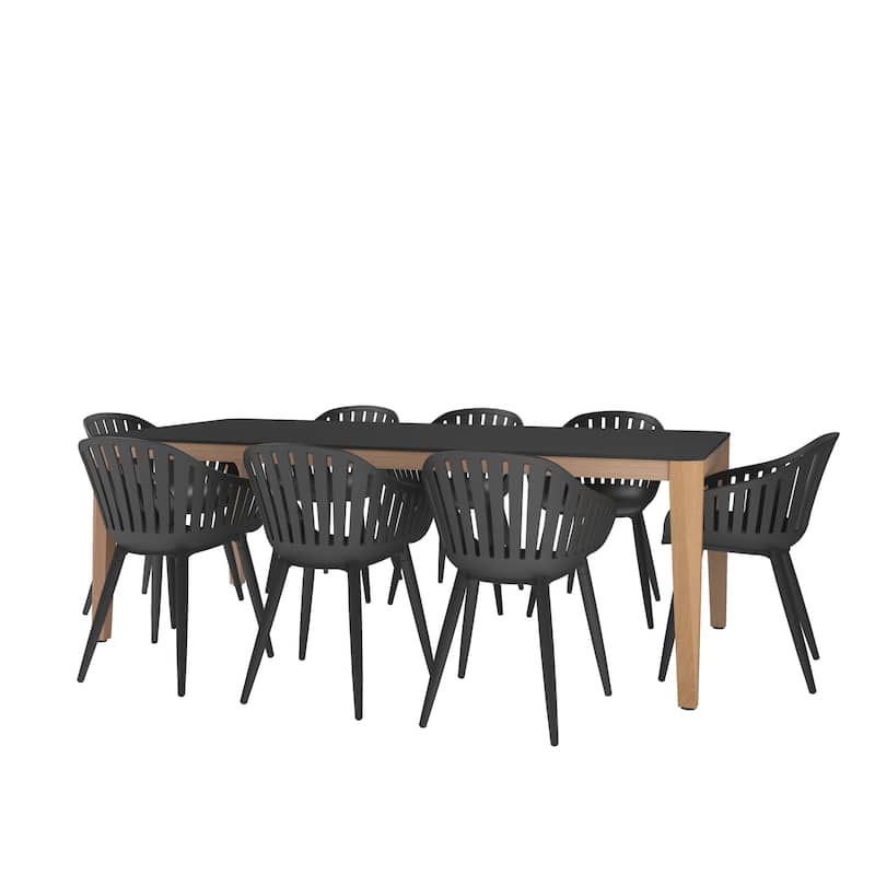 Amazonia 9pc Outdoor Patio Manthe Dining Wood Set
