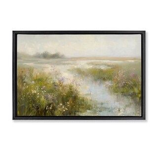 Stupell Spring River with Wild Blooms Framed Floater Canvas Wall Art ...