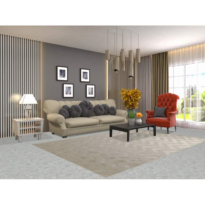 Chevron Style Nepalese Modern Area Rug Hand-Knotted Wool Carpet - 5'11" x 8'9"