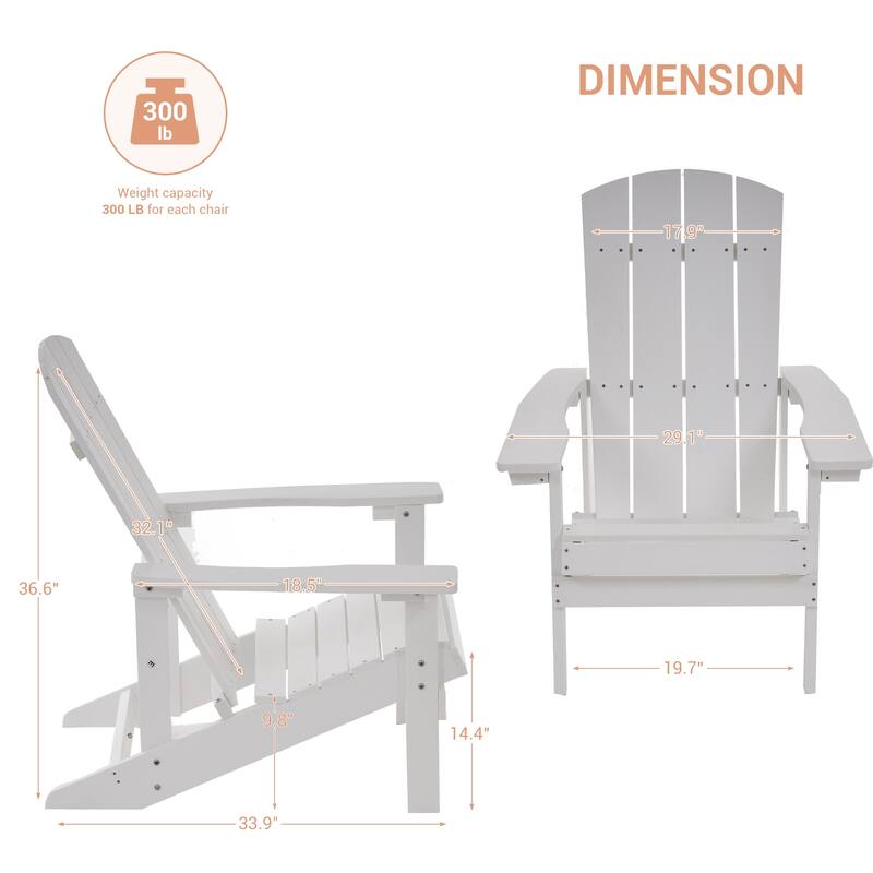 BONOSUKI Patio Adirondack Chair w/Cupholder,Weather Resistant-Set of 4