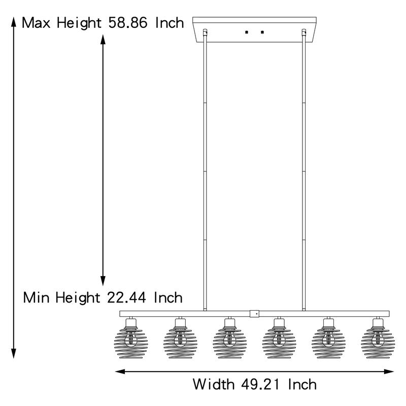 Modern 6-light Classic Black Kitchen Island Linear Pendant Lights - W49.21"*D5.51"*H8.66"