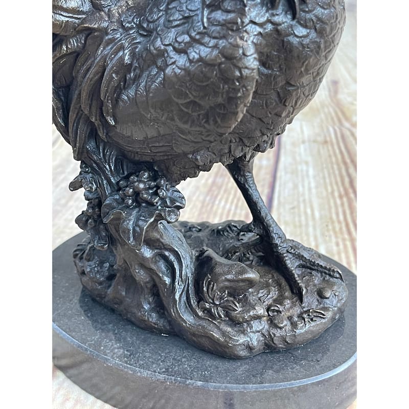 Signed Exquisite Rooster Farm Marble Bronze Statue Sculpture Figurine Figure Art
