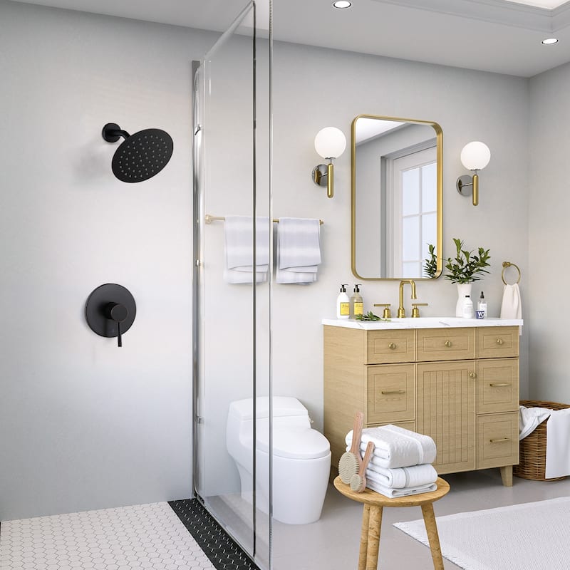 WOWOW Wall Mounted Bathroom Shower Faucet Valve Included