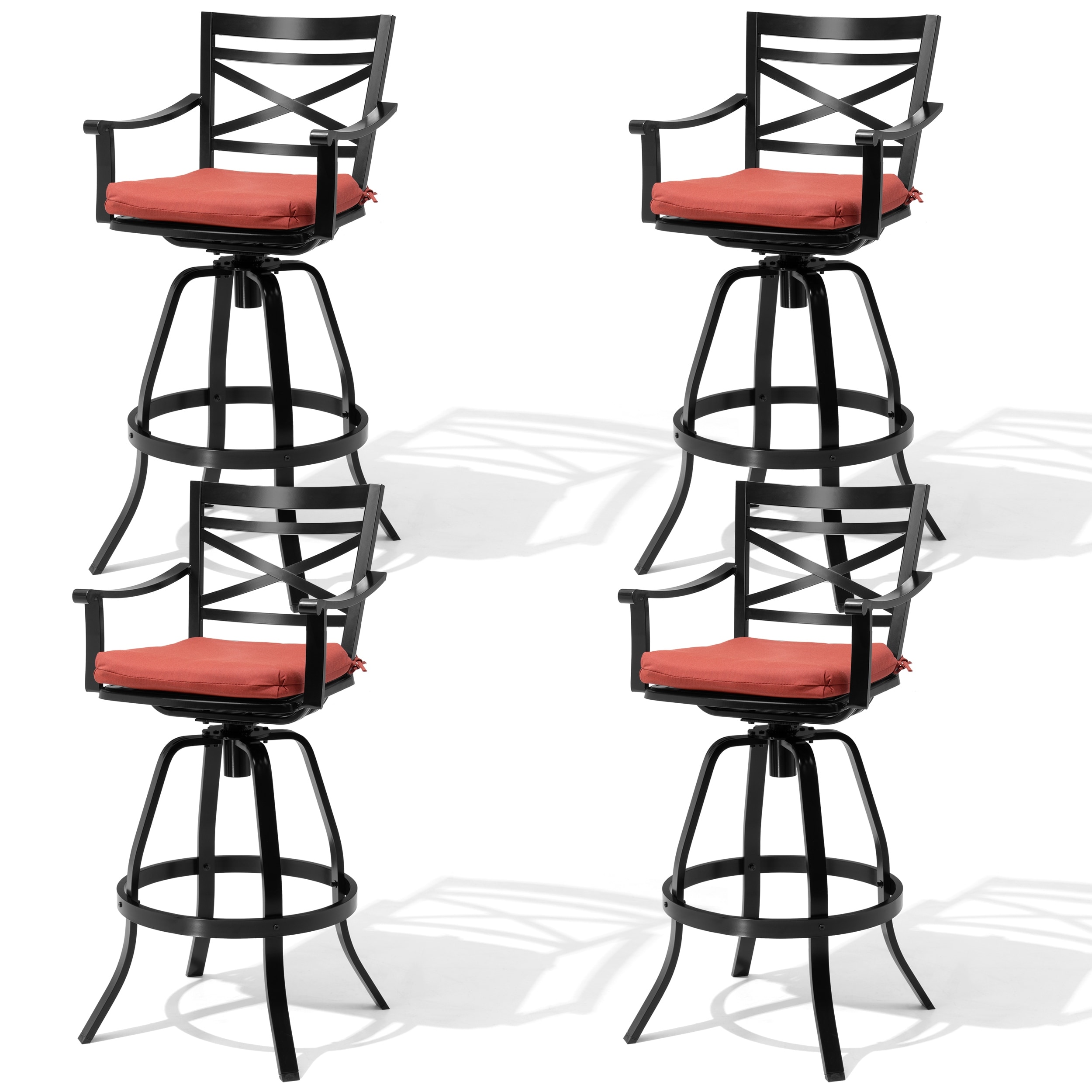 Pellebant Patio Outdoor Aluminum Swivel Bar Stools with Sunbrella Cushion - 21.7 in W x 16.5 in D x 46 in H