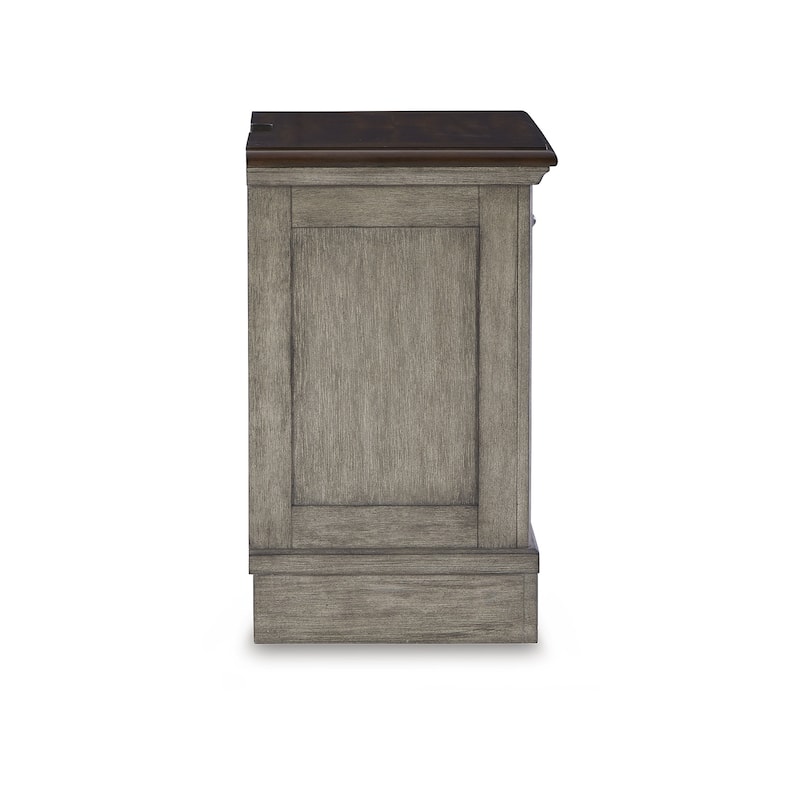 Ashley Furniture Lodenbay Black & Gray 3 Drawer Night Stand with Charging Station