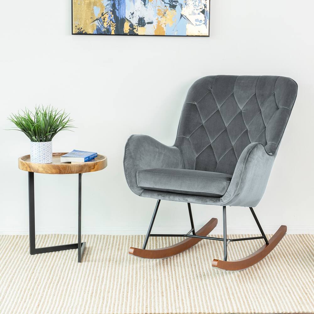Salisbury Mid-Century Modern Velvet Rocking Chair