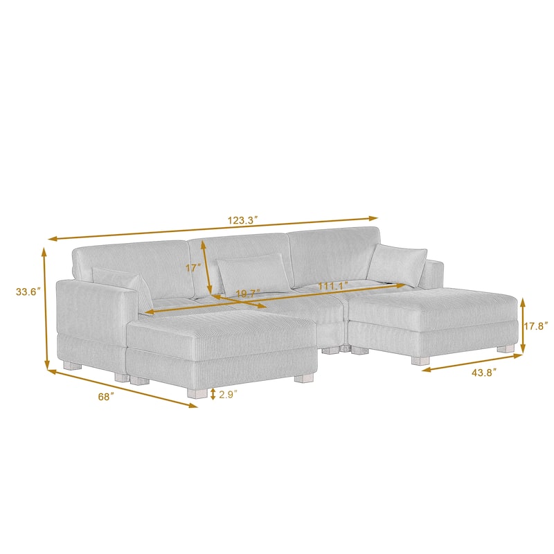 Modern U-shaped Modular Corduroy Sectional Sofa