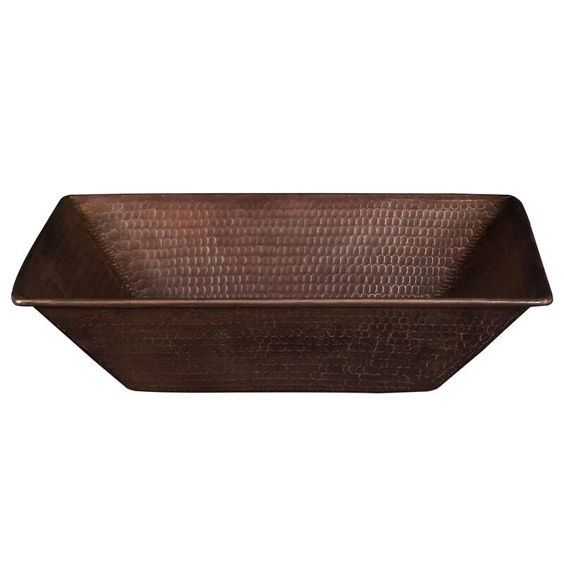 17-in Rectangle Wired Rim Vessel Hammered Copper Sink (VREC17WDB)