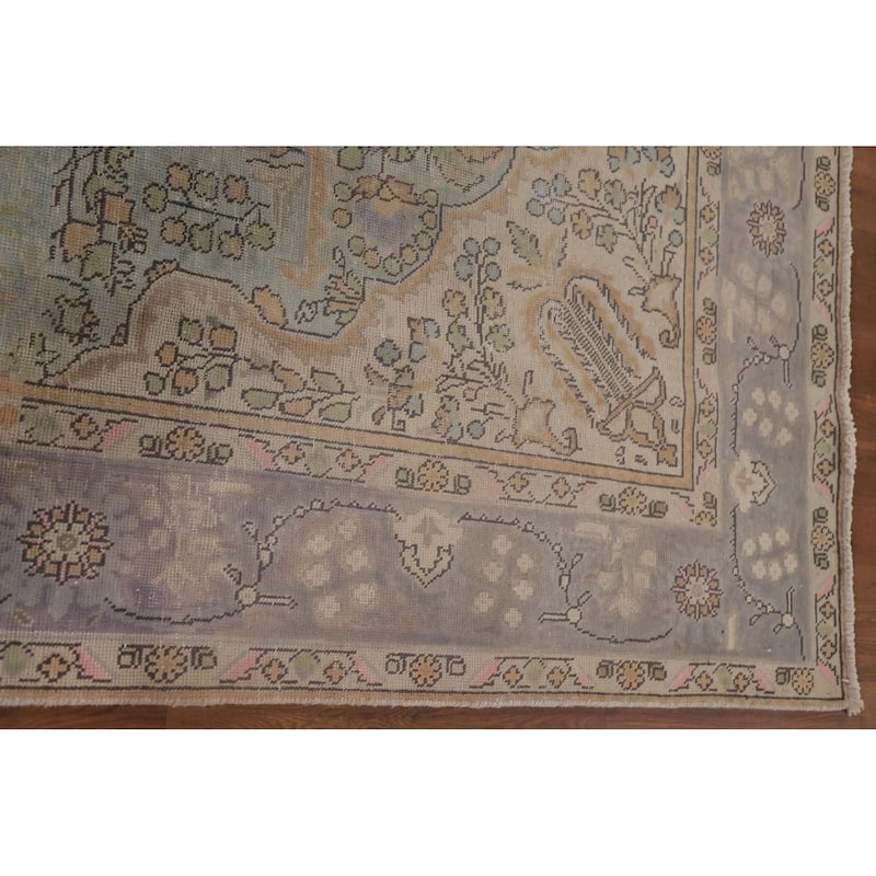 Antique Distressed Tabriz Persian Rug Home Decor Handmade Wool Carpet - 6'5" x 9'7"