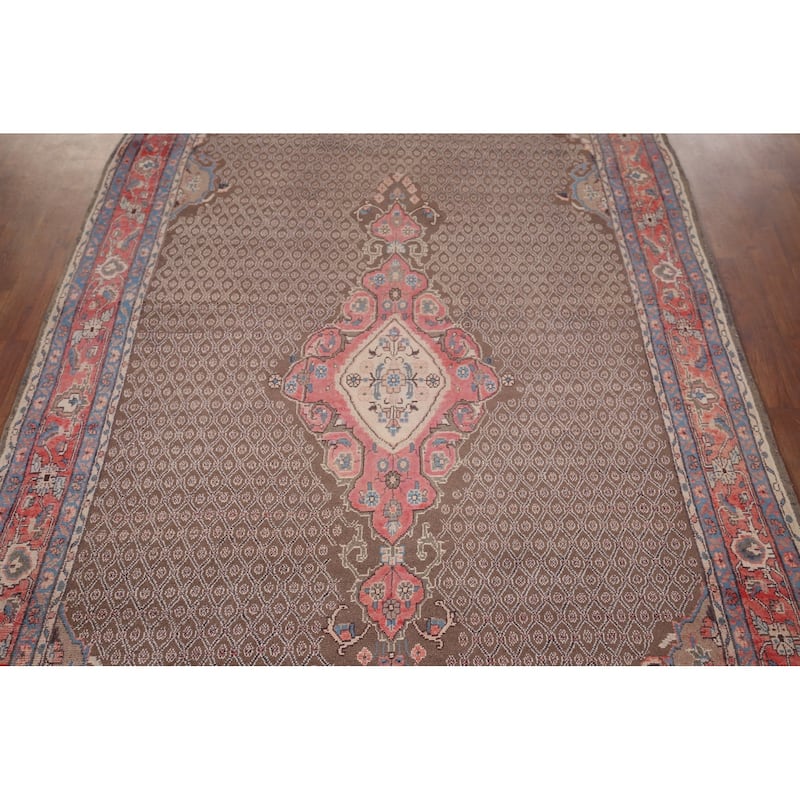 Brown Koliaei Persian Vintage Area Rug Handmade Wool Carpet - 5'0"x 10'6"