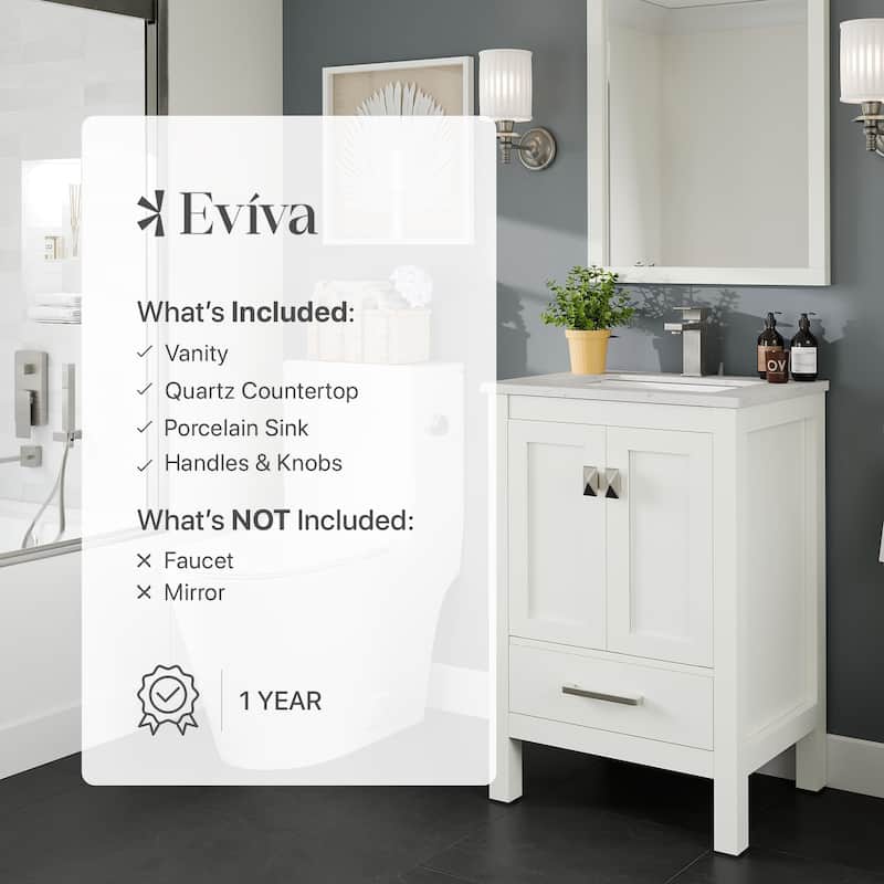 London 24"W Bath Vanity with Carrara Quartz Top & Undermount Sink