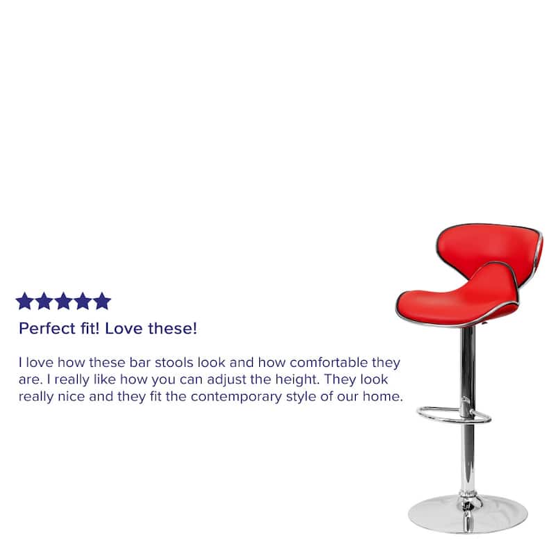 Contemporary Cozy Mid-back Vinyl Height-adjustable Chrome Barstool - 16"W x 17.5"D x 34.5" - 43"H