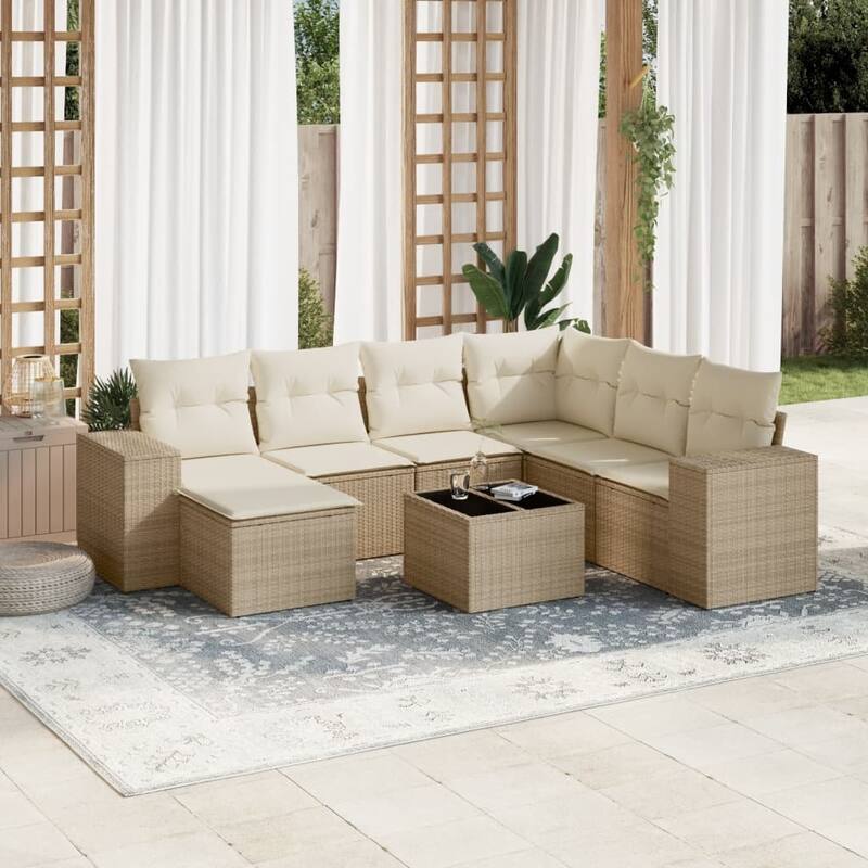 vidaXL Garden Sofa Set - Beige and cream With table