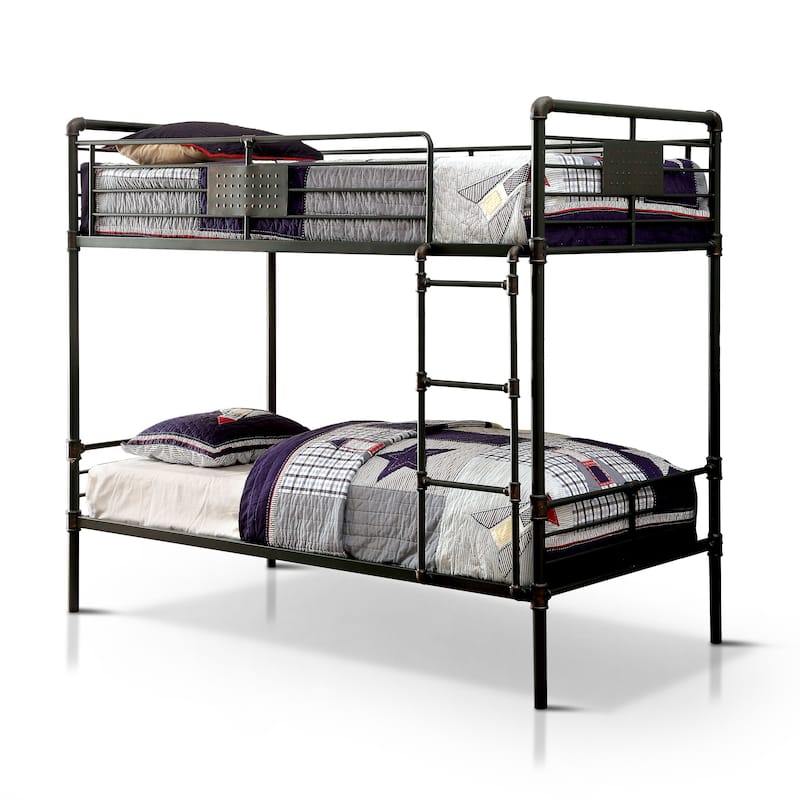 Wini Industrial Black Full over Full Metal Bunk Bed by Furniture of America