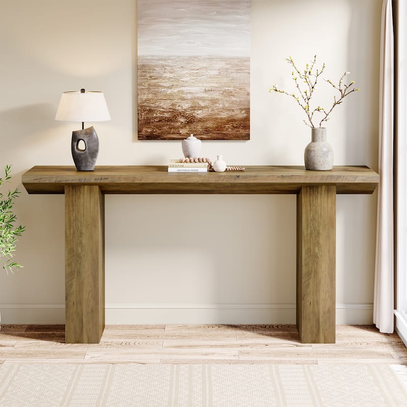 63" Long Sofa Table, Modern Console Table with Thickened Tabletop, Wooden Entryway Table for Living Room, Bedroom