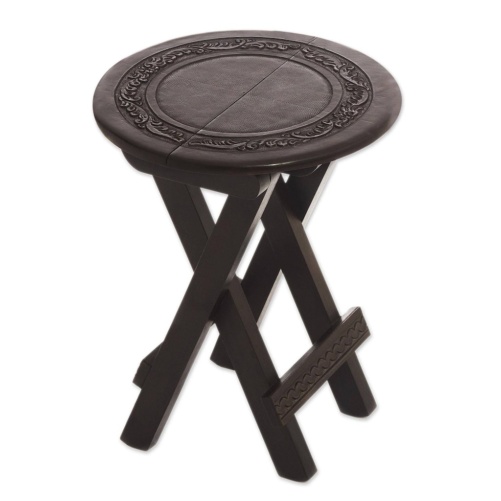 Handmade Garland Mahogany and Leather Folding Table (Peru)