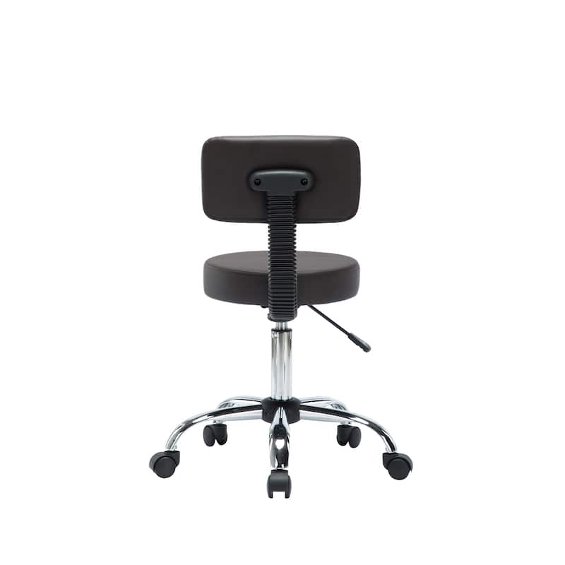 Adjustable Rolling Work Stool with Faux Leather Seat and Foldable Footrest, Versatile Stool for Home Office, Vanity,