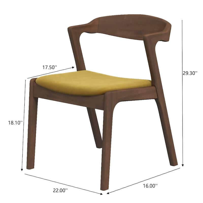 GDFStudio - Dakota Mid-Century Modern Velvet Upholstery Dining Chair with Solid Wood Legs & Foam Cushion, Set of 2 - 21"