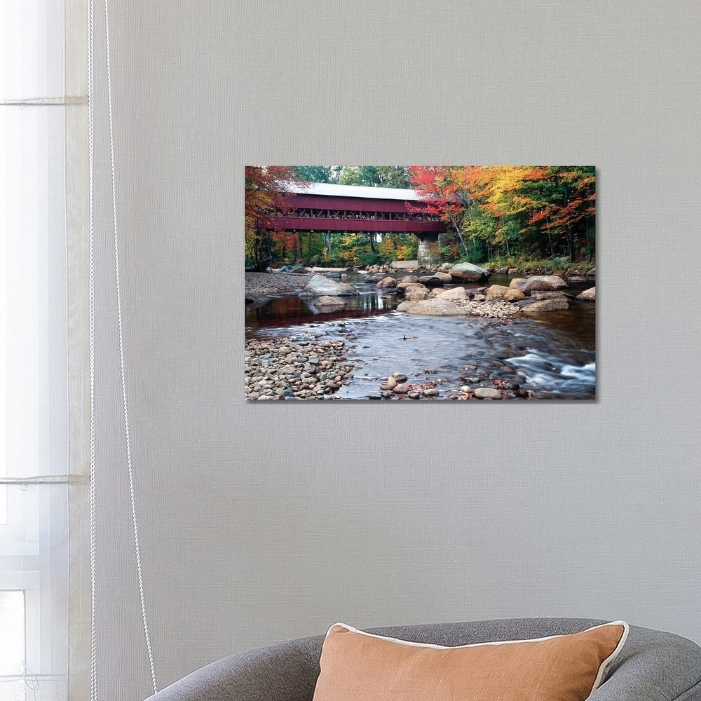 iCanvas "Covered Bridge over the Saco River, Conway, New Hampshire" by George Oze Canvas Print
