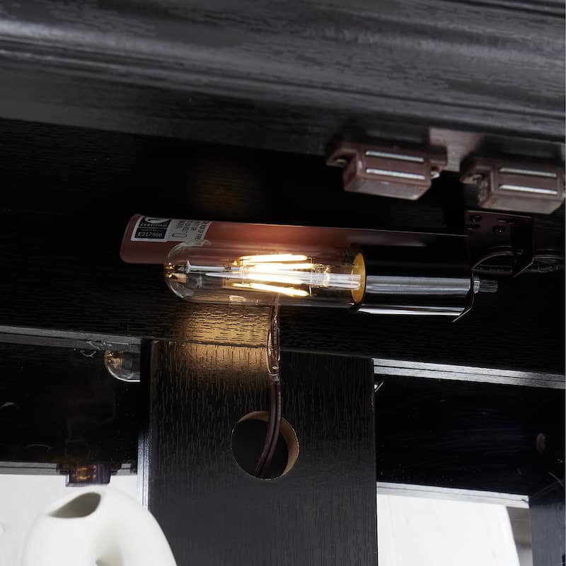 Elegant Lighted Glass Curio Display Cabinet Wooden Frame Storage Includes Light Bulb Ideal for Wine, Toys & Collectibles