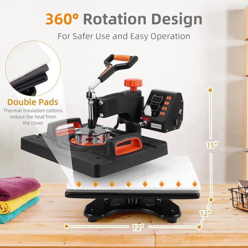 Heat Press Machine 12x15" Heat Press 6 in 1 T-Shirt Printing Machine