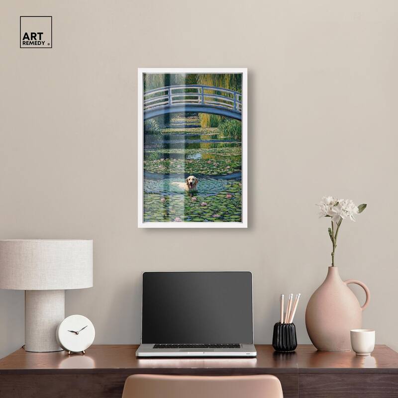 The Pond Under the Bridge Shadowbox by Art Remedy