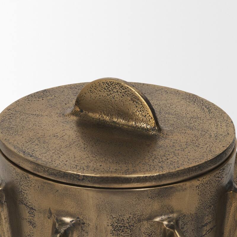 Deacon Large Matte Black Metal Canister with Sculptural Handles