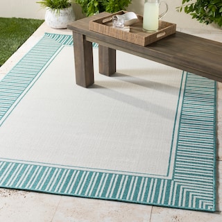 Livabliss Transitional Alfresco Border Indoor/Outdoor Area Rug