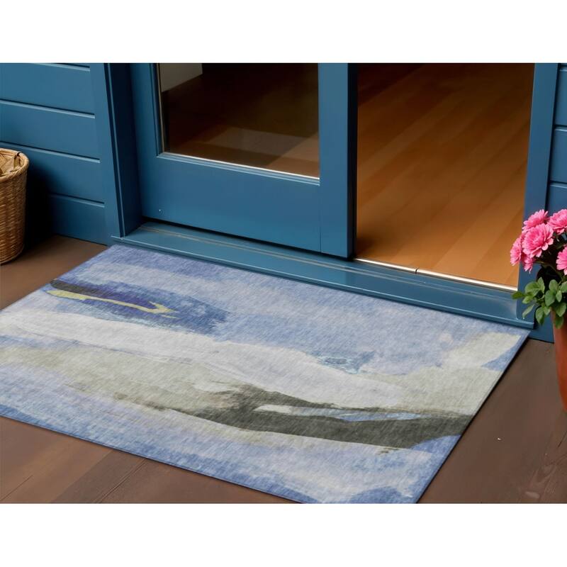 HomeRoots Abstract Transitional Rectangle Outdoor Rug - 3' x 5'