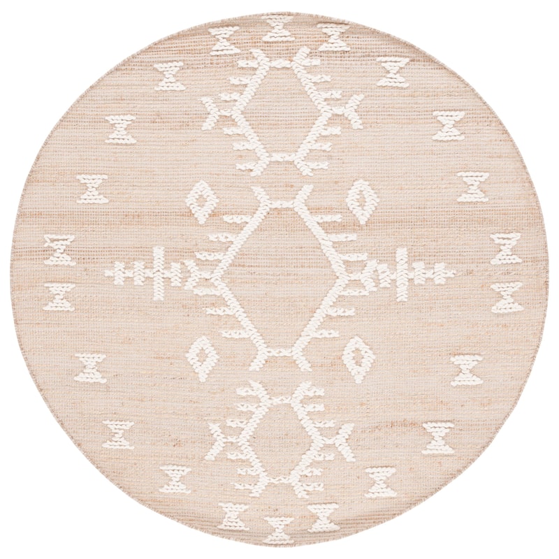 SAFAVIEH Handmade Flatweave Natural Fiber Kaydence Jute & Wool - 6' Round - Natural/Ivory - Round