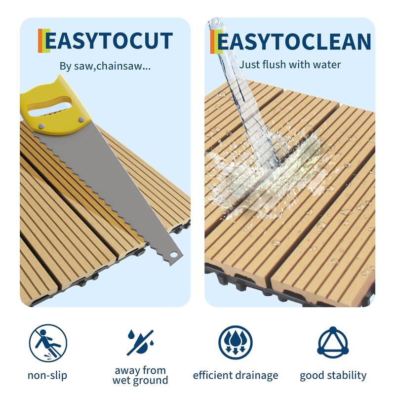 Interlinked-Style Composite Deck Tiles 12"x12", Waterproof