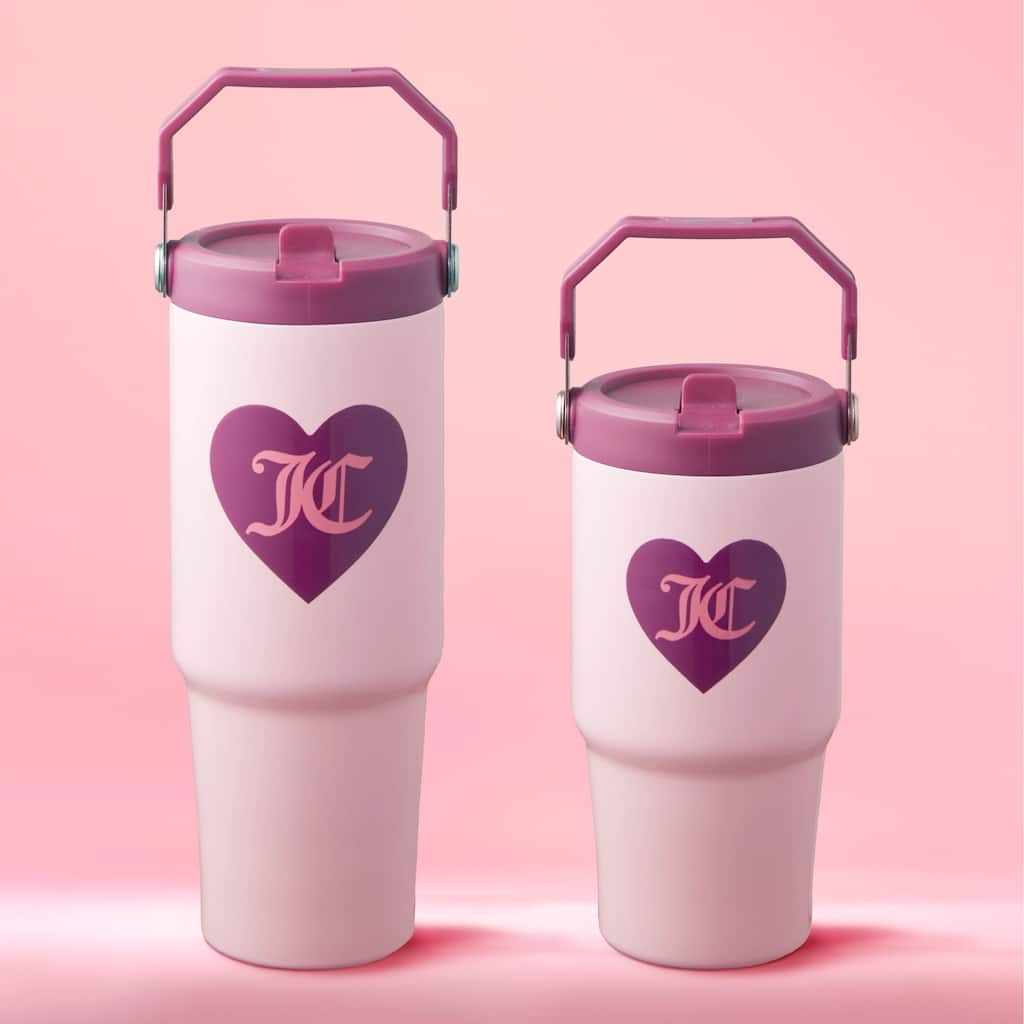 Juicy Couture Flip Flow Hydration Stainless Steel Screw Top Tumbler with Flip Straw 2-Pack