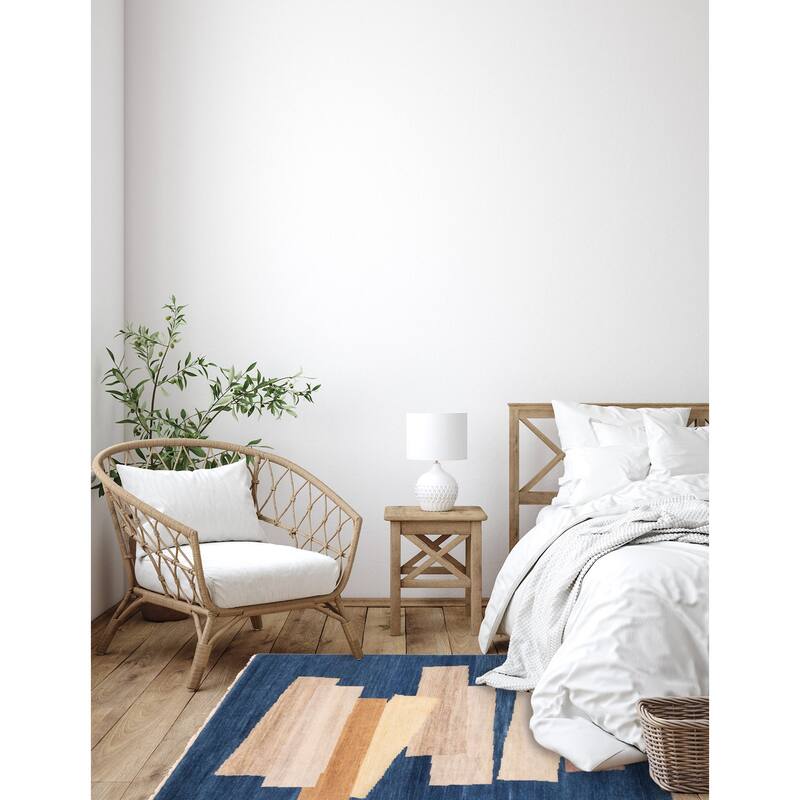 ECARPETGALLERY Hand-knotted Peshawar Ziegler Dark Blue Wool Rug - 5'0 x 6'9