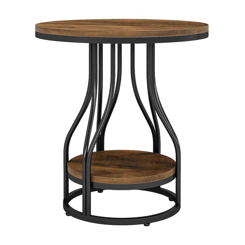 Round End Table, 2-Tier Side Tables, Modern Bedside Table, Small Chirside Tables for Couch Side