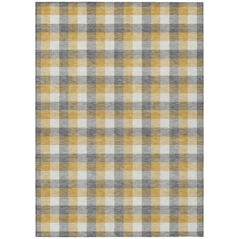 HomeRoots Plaid Transitional Rectangle Outdoor Rug