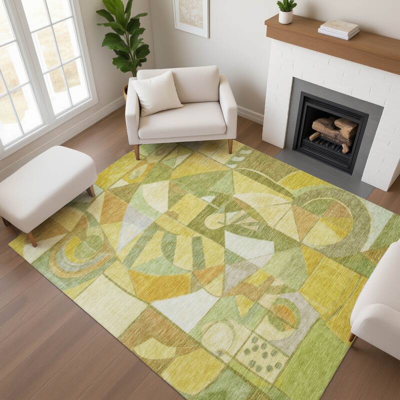 Premium Washable Super Soft Mosaic Contemporary Mayfield Rug - Fern - 9' x 12'