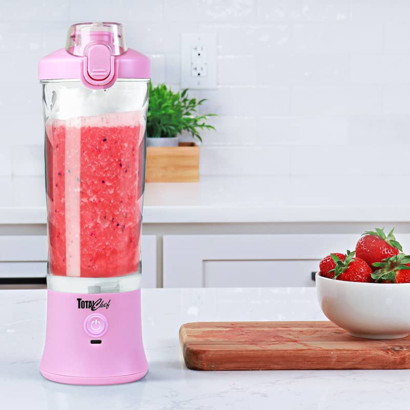Total Chef Cordless Portable Blender, 20 oz (600 mL) Personal Blender, USB Rechargeable, Lilac Pink