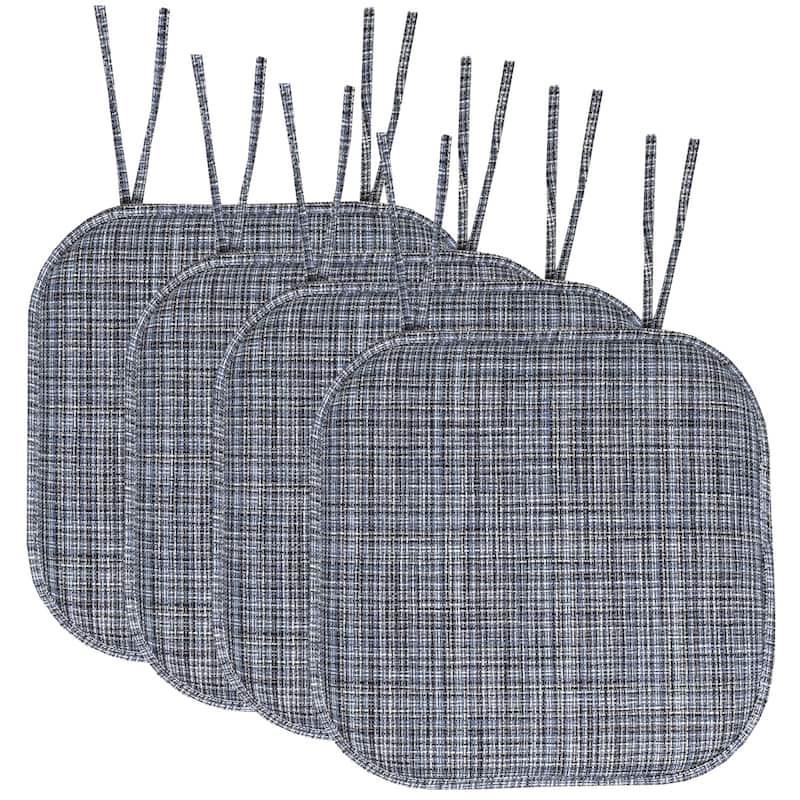 Aria Memory Foam Non-Slip Chair Pad with Ties - Set of 4 - Blue/Black