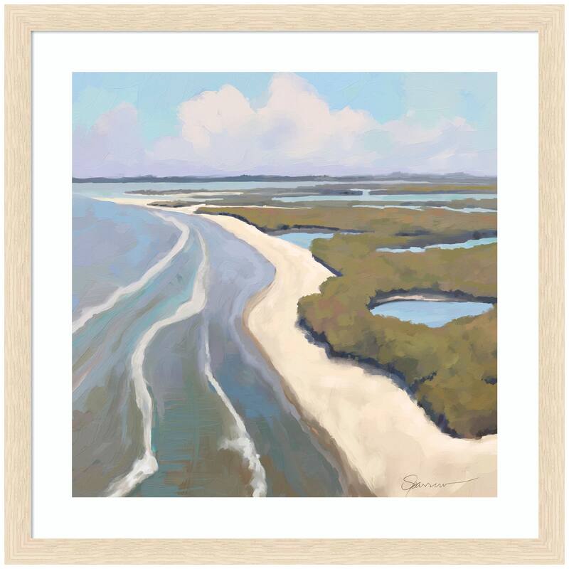 Kate and Laurel Framed Art coastal visions by Mary Sparrow - 26x26 - Natural