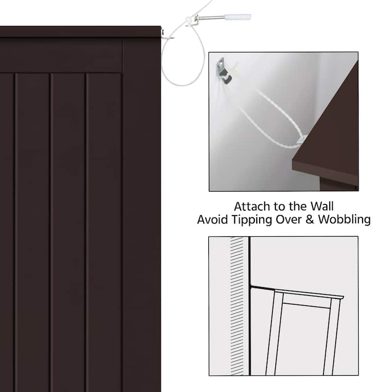 Yaheetech Large Bathroom Storage Cabinet Free-Standing Floor Cabinet with 4 Drawers and 1 Cupboard