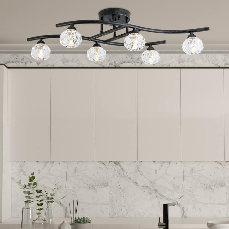 Maxax 6 - Light 29.1'' Sputnik Geometric Semi Flush Mount - Black