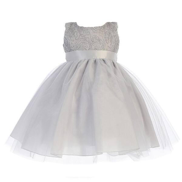 Shop Baby Girls Silver Glitter Corded Top Shiny Tulle Occasion