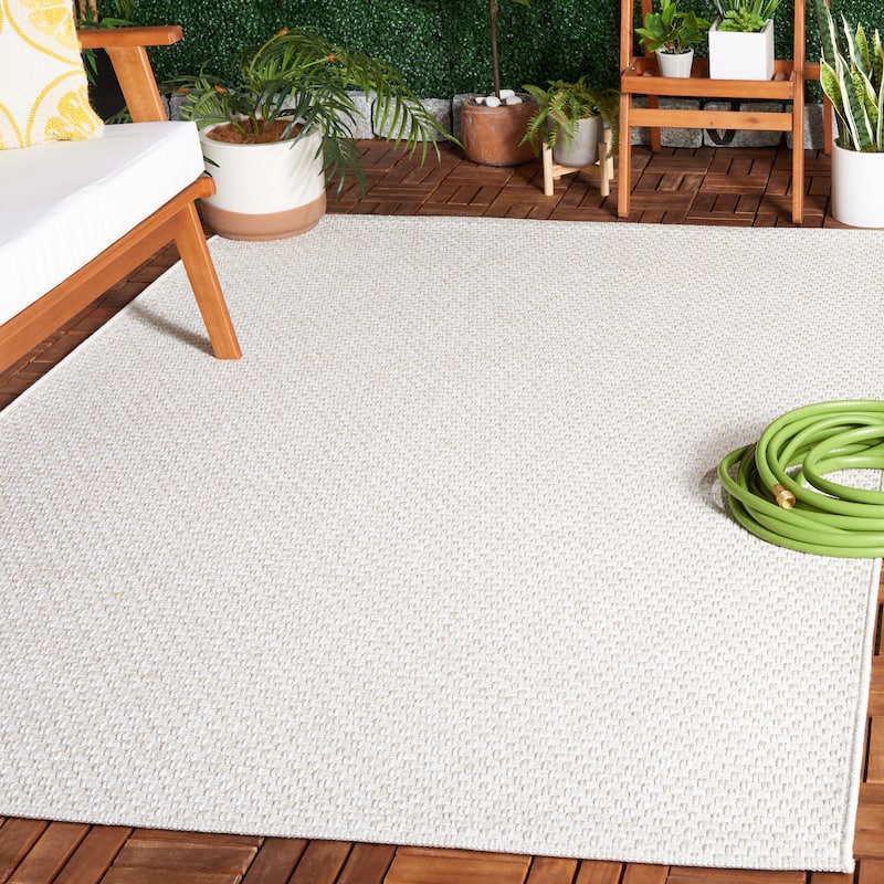 SAFAVIEH Sisal All-Weather Zhanat Transitional Indoor/Outdoor Rug - 6'7" Square - Ivory