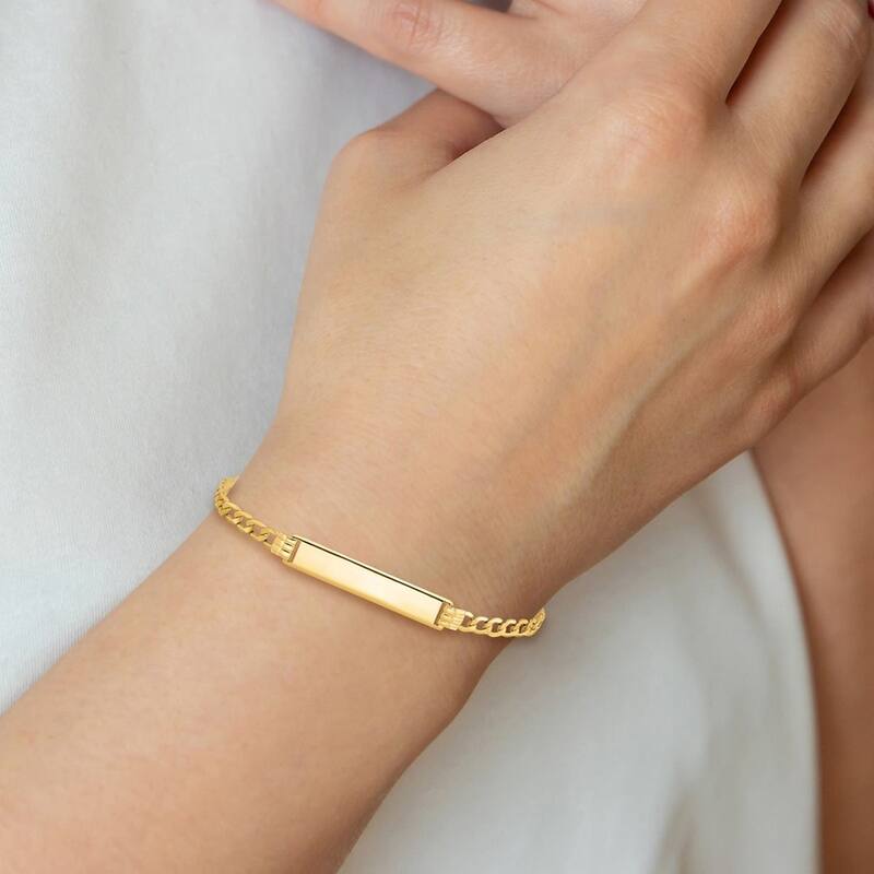 Curata 5.22mm 10k Yellow Gold Engravable Semi solid Curb Link ID Bracelet