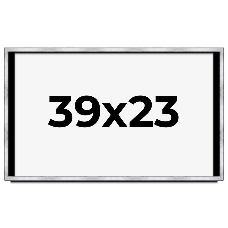 39x23 Shadow Box Frame Silver | 1.375 Inches Deep Real Wood