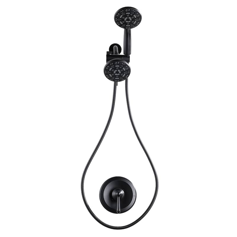 WOWOW 7-spray Wall Mount Dual Shower Head Faucet - Matte Black