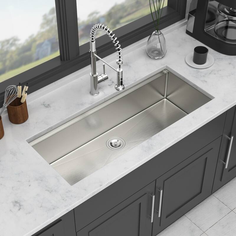 Undermount 16 Gauge Single Bowl Stainless Steel Kitchen Sink in Brushed Nickel