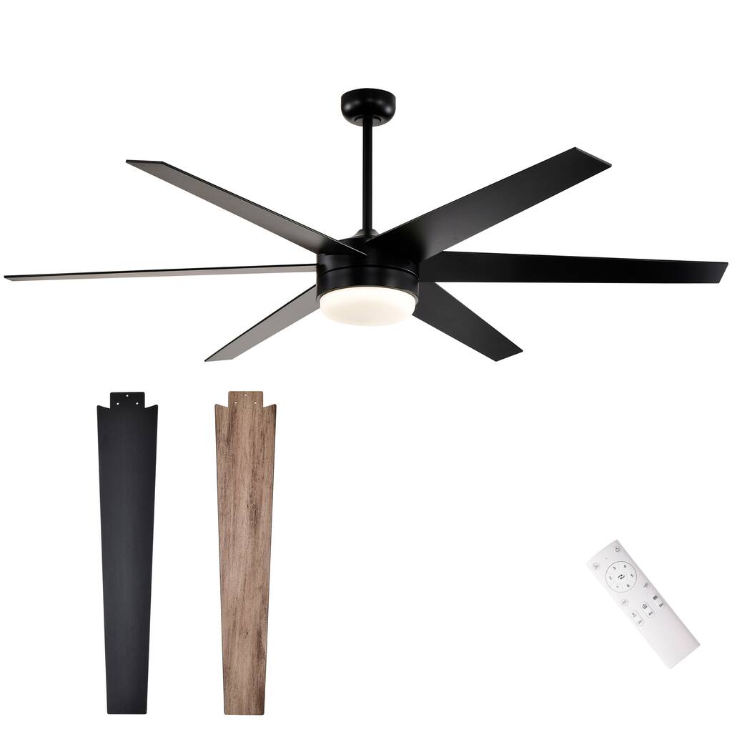 72-in Matte Black 6 Speed Ceiling Fan with LED Light and Remote Control