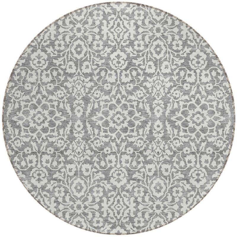 HomeRoots Damask Traditional Rectangle Outdoor Rug