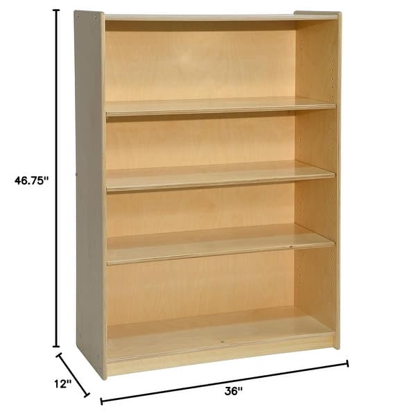 Contender 47"W Baltic Birch Bookcase With 2 Adjustable Shelves, Wooden Wall Organizer For Books, Toys and Kids Supplies